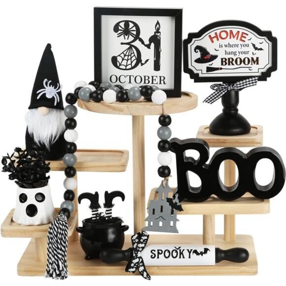 Halloween Decorations 8PCS Tiered Tray Decor, Cute Tabletop Halloween Decor for - Picture 1 of 7
